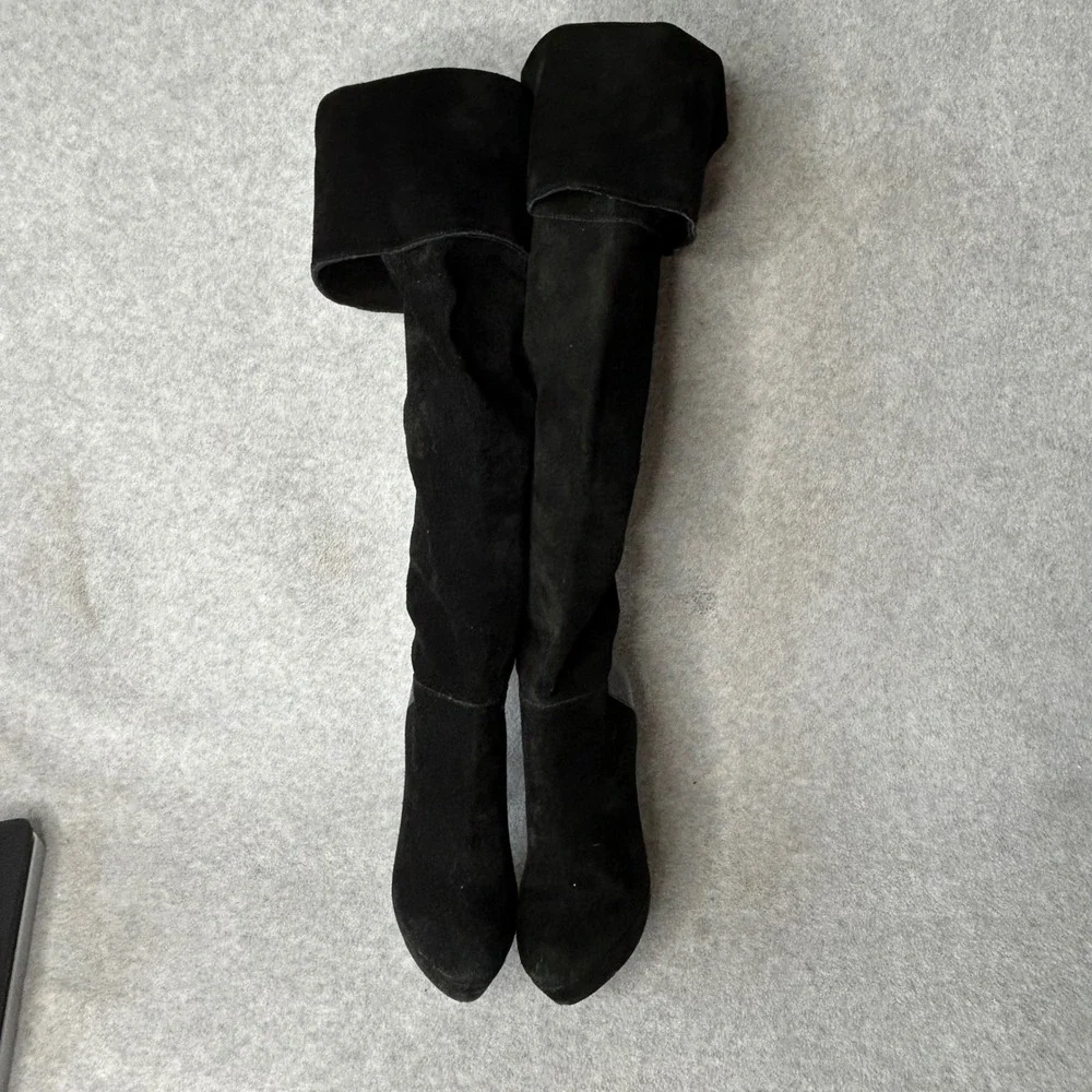 Steve Madden Black Suede Over The Knee Platform Stiletto‎ Boots Sz 8 Whimsigoth